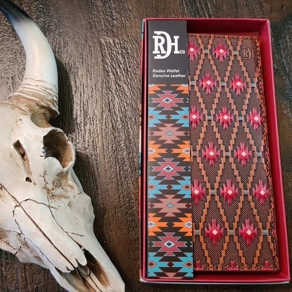 Men's Red & Brown Patterned Leather Wallet